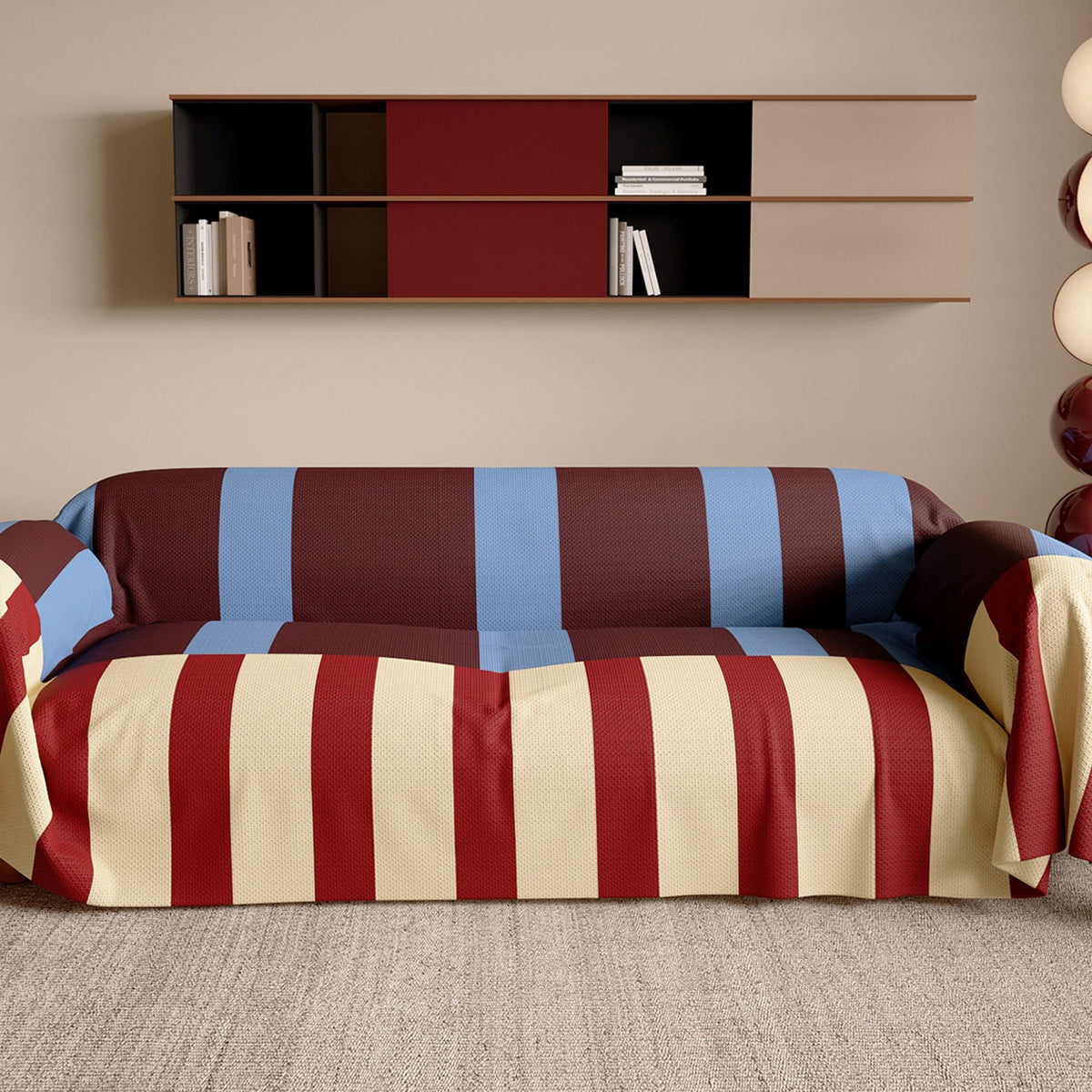 Sofa Throw – Modern Striped – Brick Blue