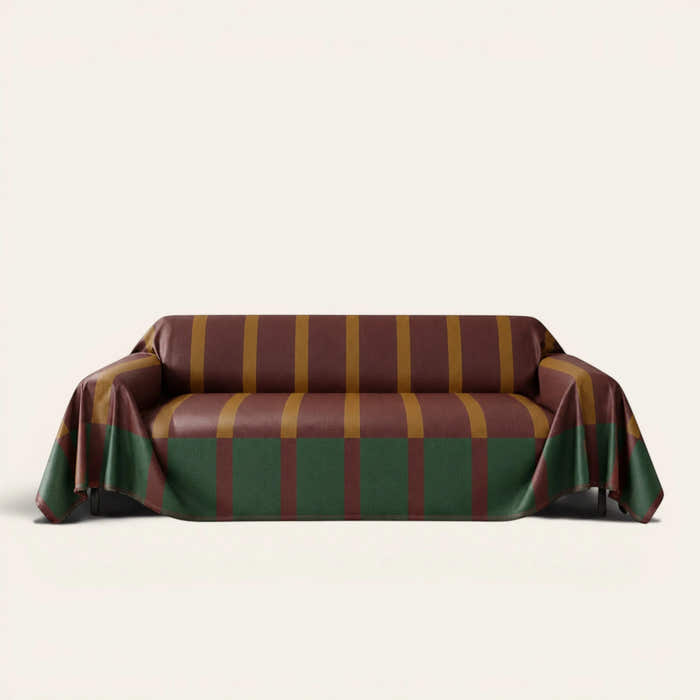 Sofa Throw – Modern Striped – Brick Olive