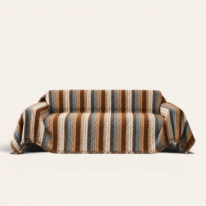 Sofa Throw – Modern Striped – Caramel Sky