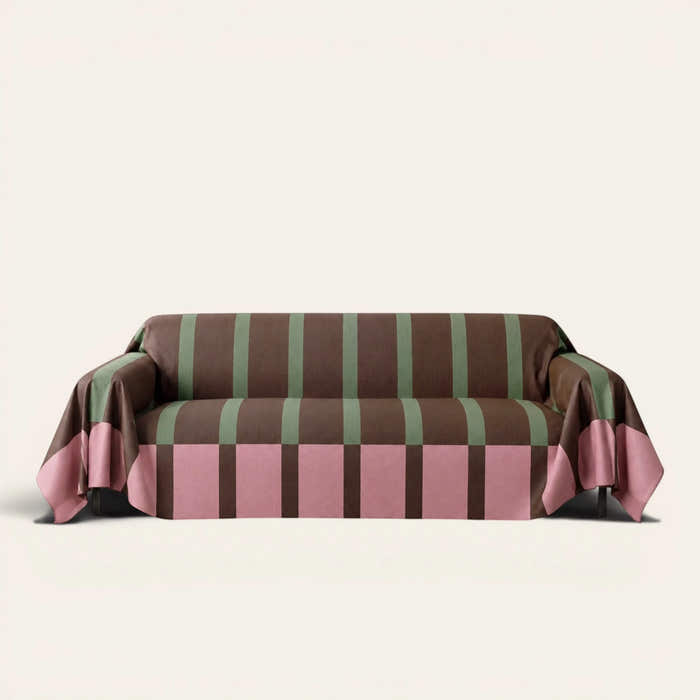 Sofa Throw – Modern Striped – Mocha Rose