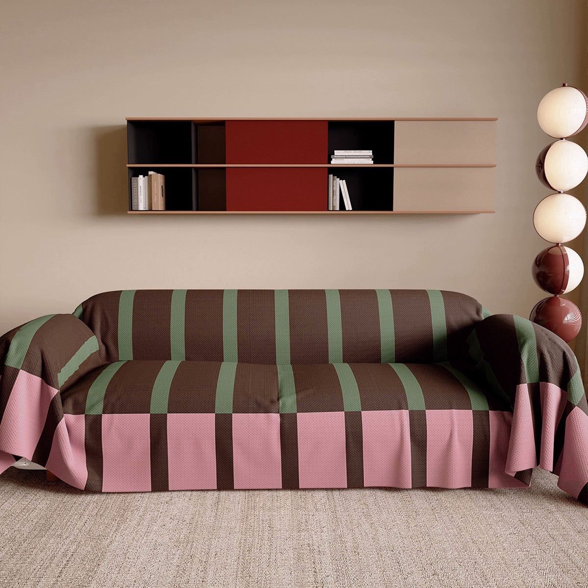 Sofa Throw – Modern Striped – Mocha Rose
