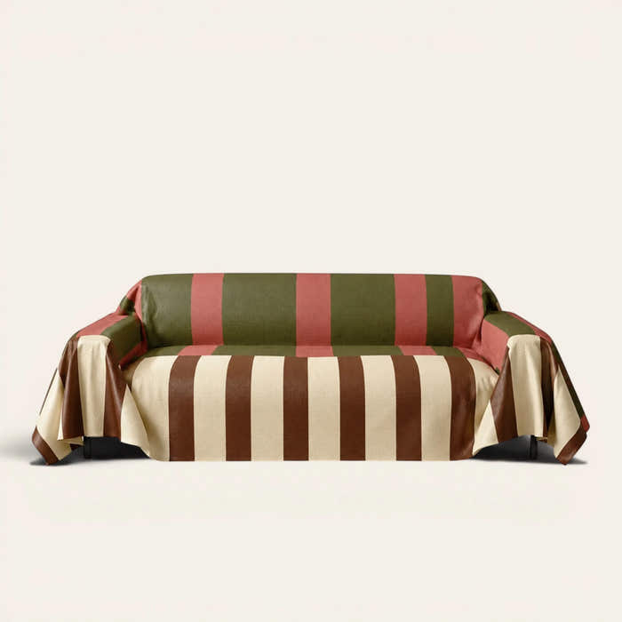 Sofa Throw – Modern Striped – Olive Rust