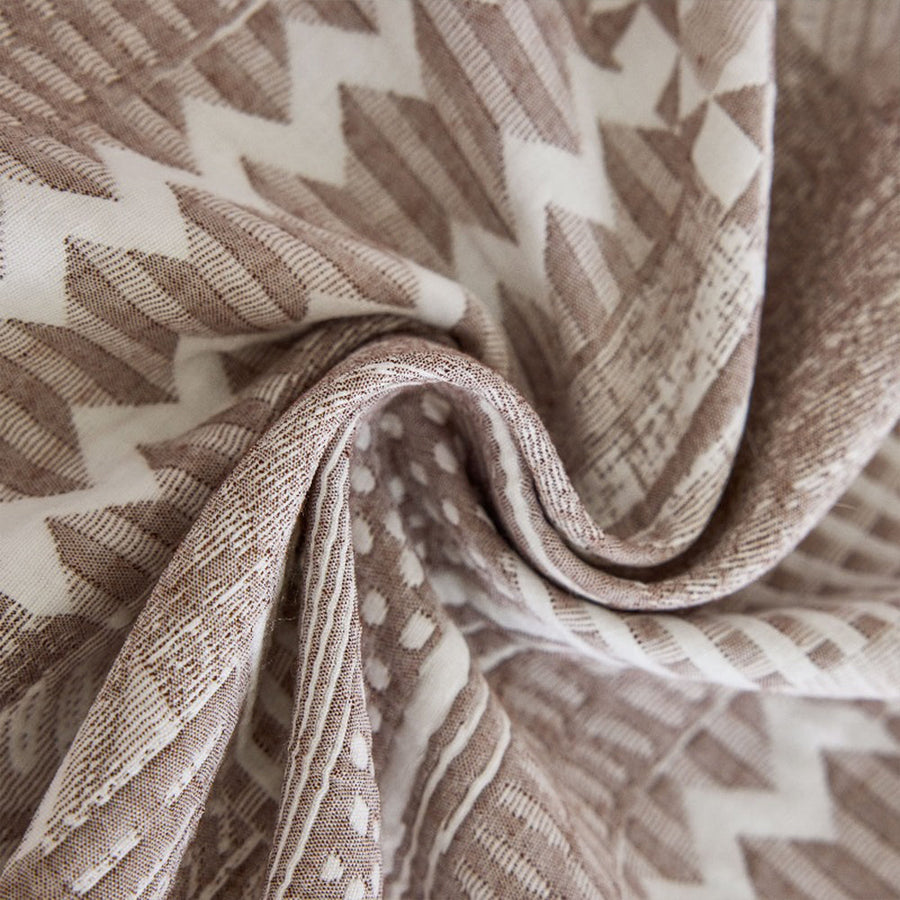 Macro of Latte Beige Modern Washed fabric draped to show its zigzag and diamond woven pattern