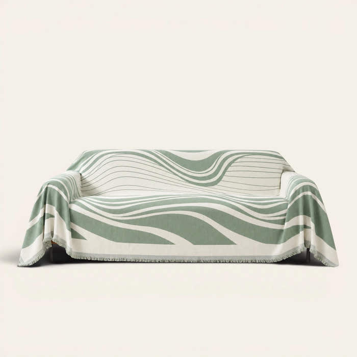 Sofa Throw – Modern Wave – Verdant Flow