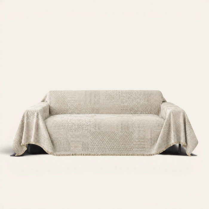 Sofa Throw – Textured Mosaic – Sand Beige