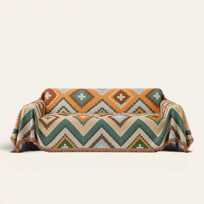 Sofa Throw – Tribal Charm – Rust Green