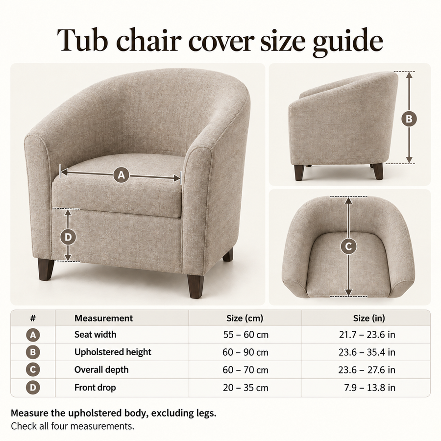 Measure the seat width, back height, and depth.